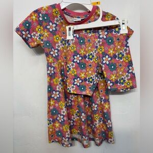 Lily & Dan Multicolor Floral Dress& Shorts Set Kids Girls Size Small NWOT